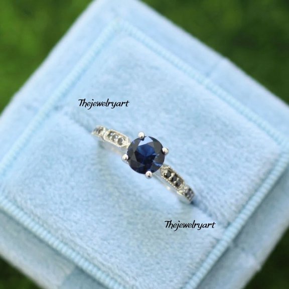 thejewelryart Blue Sapphire Ring, September Birthstone, 925 Sterling Silver Handmade Jewelry, Engagement & Anniversary Ring Silver 3