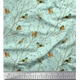thumbnail image 2 of Soimoi Green Cotton Duck Fabric Leaves & Flowerpecker Bird Decor Fabric Printed Yard 44 Inch Wide, 2 of 3