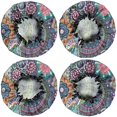 thumbnail image 2 of Shower Caps,Blue Pioneer Flower and Paisley Pattern Waterproof Shower Cap for Women 4 Pieces,Double Reusable Hair Cover for Shower PEVA Elastic Stretch Hem, 2 of 7