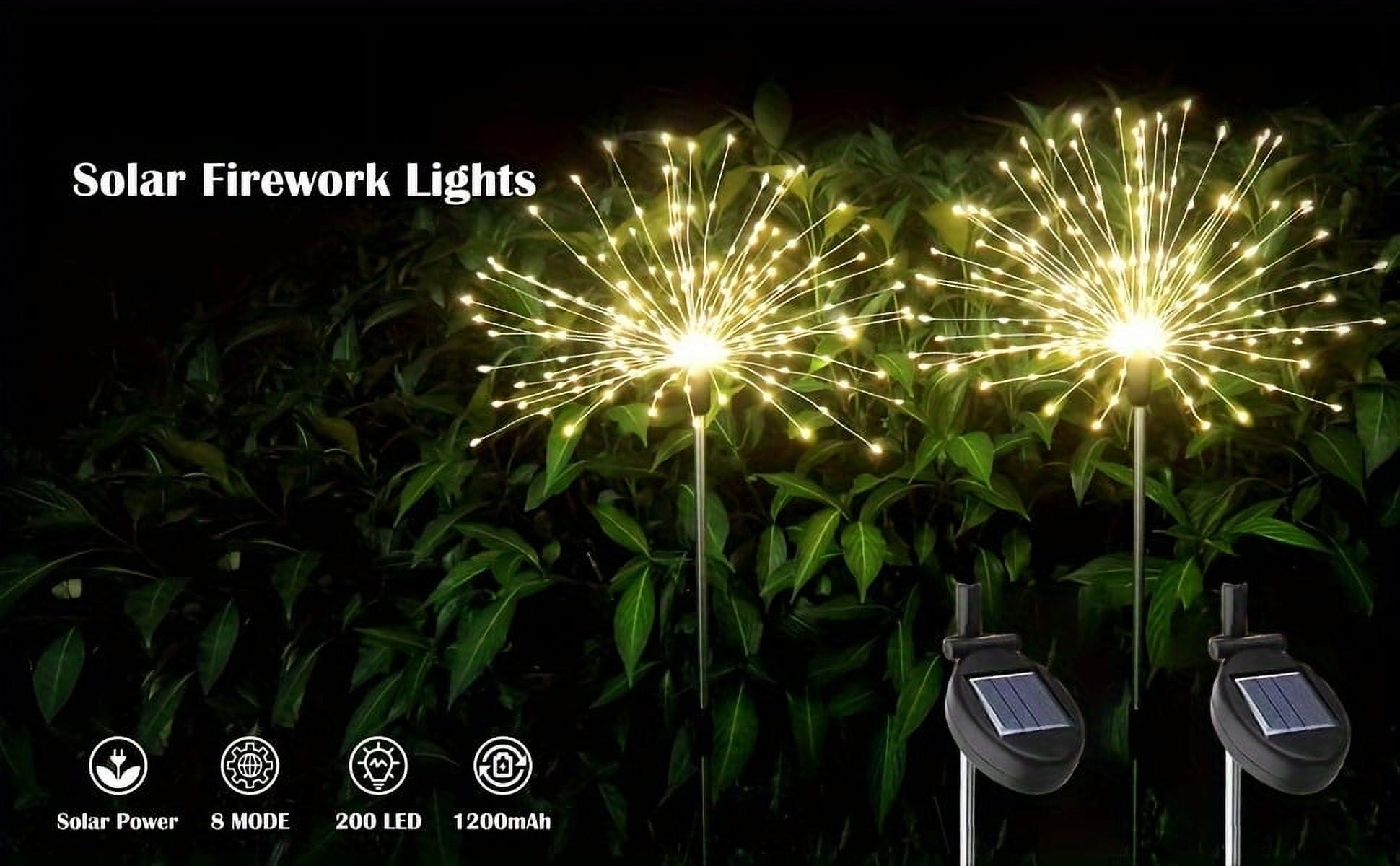 2pcs Solar Firework Lights, Multi-Color 60-720 LED Landscape Lights | 8 Lighting Modes, Outdoor Decoration for Halloween, Weddings, and Christmas