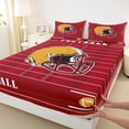 thumbnail image 3 of Feelyou Maroon Gold Helmet Queen Sheet Sets for Boys, Soccer Football Player Flat Sheet, Vintage American Sport Queen Fitted Sheet, Lightweight Room Decor, 4-Piece, 3 of 7