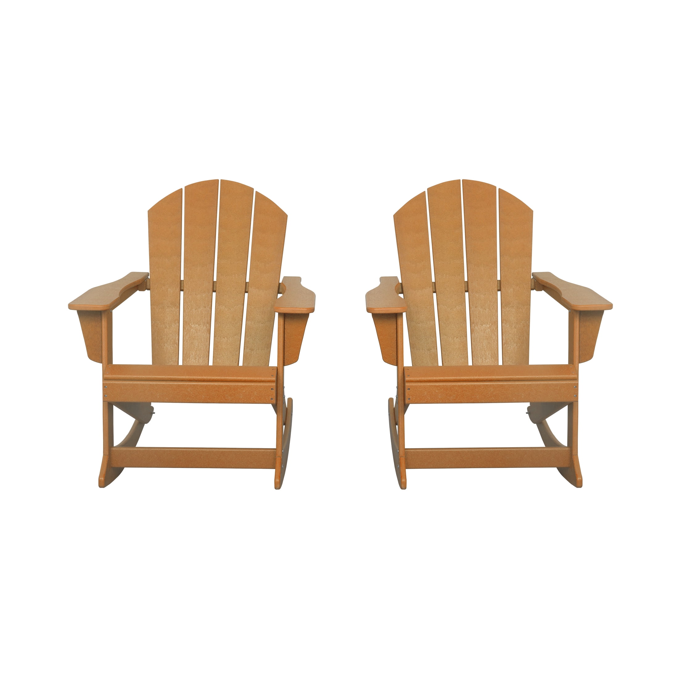 GARDEN Set of 2 - Plastic Outdoor Rocking Chairs for Patio Porch, Orange