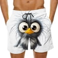 thumbnail image 2 of BRGZLK Mens Beach Shorts Summer Drawstring Waist Funny Big Eyed Bird Expression Print Summer Swim Trunks Novelty Beachwear Vacation Shorts with Pockets, 2 of 6