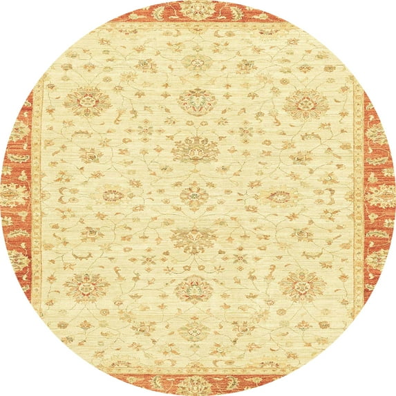 Ahgly Company Indoor Round Abstract Sun Yellow Area Rugs, 7' Round