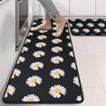 thumbnail image 2 of Kitchen Rugs Sets Of 2,Black Daisy Flower White Blooms Pattern Anti Fatigue Kitchen Mat Rugs Non Slip Washable,Decorative Kitchen Floor Mats for Kitchen,Sink,Laundry,17"x47"+17"x47", 2 of 5