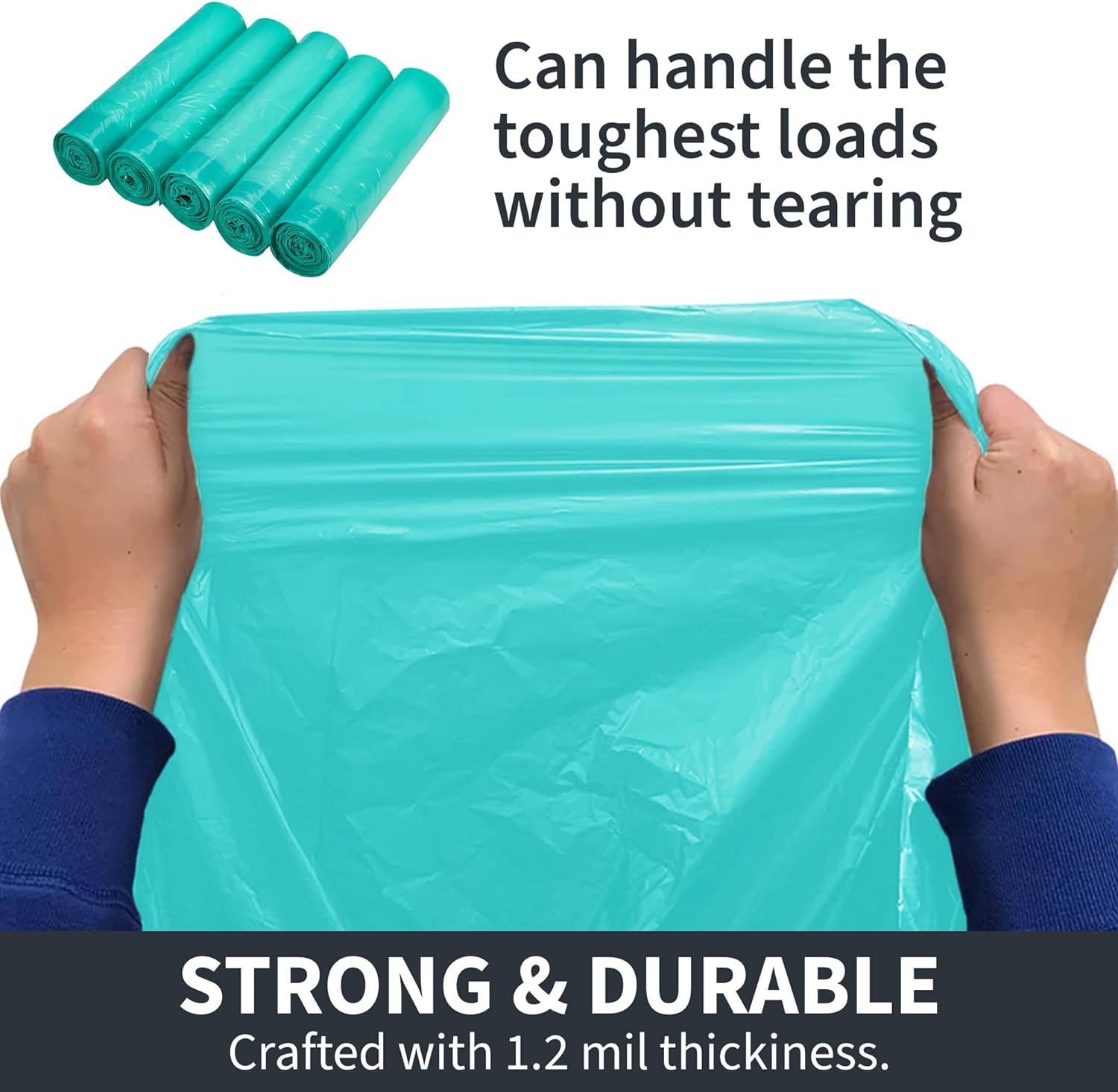 Sterline Eco-Friendly Trash Bags Code Q - 50PK 13-17 Gallon (50-65L) Biodegradable Garbage Bags - Compatible with SimpleHuman - Sustainable, Compostable, Heavy-Duty - Green Living Solution