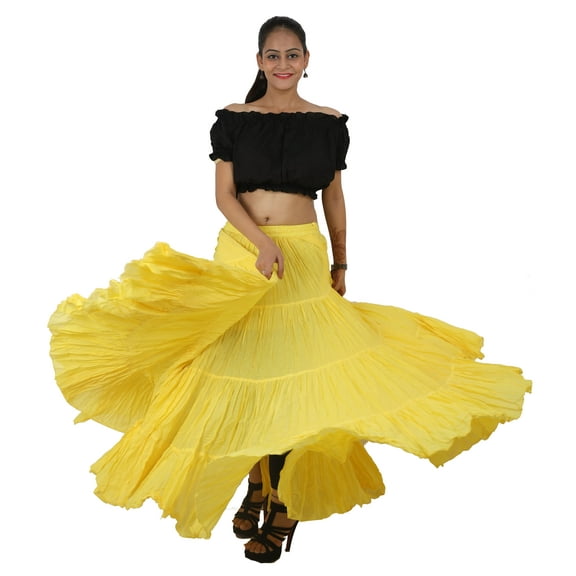 Wevez Plus Size 40 Inches Long Tribal Fusion 25 Yard Skirt (Gold)