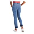 thumbnail image 2 of TOMMY HILFIGER Womens Blue Zippered Pocketed Raw Cuffs Straight leg Jeans 10, 2 of 4