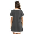 thumbnail image 3 of Women's V Neck Nightshirt Cotton Casual Sleepwear Short Sleeve Nightgown with Pockets S-3XL, 3 of 6