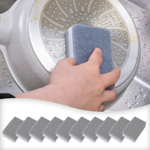 Gallickan Sponges for Kitchen, 10 Pack Scrub Sponges, Heavy Duty Sponges for Cleaning Kitchen and Household, Sponges for Dish, Non-Coated Cookware, Sink, Gray