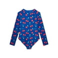 thumbnail image 2 of Wonder Nation Girls Printed Zip Rash Guard One-Piece Swimsuit with UPF50+, Sizes 4-18 & Plus, 2 of 3