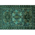 thumbnail image 1 of Ahgly Company Machine Washable Indoor Rectangle Persian Turquoise Blue Traditional Area Rugs, 3' x 5', 1 of 4