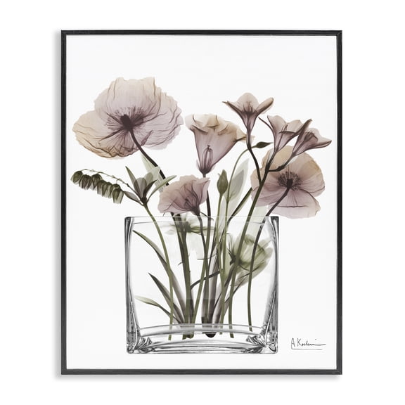 Stupell Industries Modern Translucent Flowers Floral Painting Black Framed Art Print Wall Art, 11 x 14