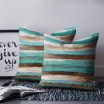 thumbnail image 2 of 18x18 Pillow Covers Set of 2, Turquoise Brown Throw Pillow Covers Decorative Couch Cushion Case, Watercolor Modern Abstract Striped Microfiber Square Pillowcases for Bedroom Car Living Room, 2 of 7