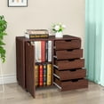 thumbnail image 4 of Free Standing Storage Office Cabinet, Rolling Wood File Cabinet with Single Door, Wheels and 5 Drawers, Farmhouse Buffet Sideboard Cabinet for Home Office,Dining Room,Living Room,Kitchen, 4 of 9