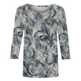 thumbnail image 2 of Craaazy Women's Cozy 3/4 Sleeve Floral Prints Round Neck Loose Summer T-shirts Gifts, 2 of 5