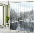 thumbnail image 5 of Ambesonne Winter Shower Curtain, Trees in Cold Day Lake, 69"Wx84"L, White Brown, 5 of 5