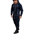 thumbnail image 4 of Goocheer Men Hooded Jumpsuit,Zipper Closure Kangaroo Pocket Ribbed Clothing, 4 of 6