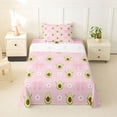 thumbnail image 2 of jejeloiu Cute Cartoon Avocado Twin Sheet Sets,Pink Bowknot Flower Bedding For Girls Kids 3-Piece, 2 of 6