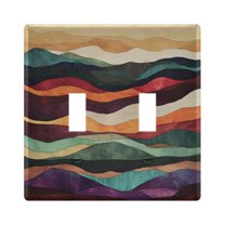 Yayeee Toggle Light Switch Wall Plate 2-Gang 4.56"x4.48" Decorative Outlet Cover, Artistic Desert Pattern