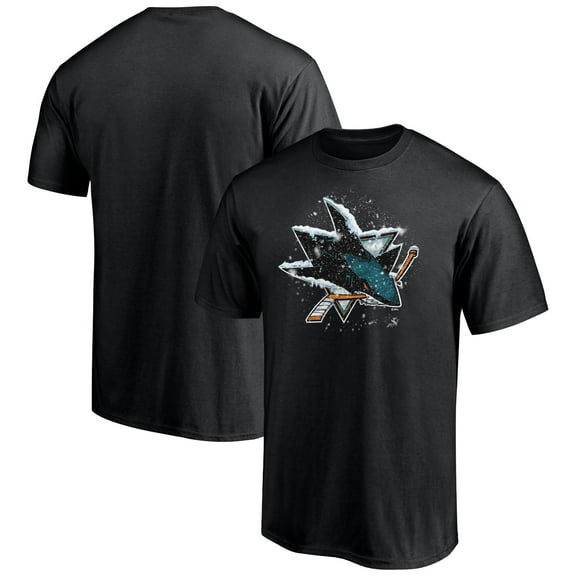 Men's Black San Jose Sharks Snow Logo T-Shirt