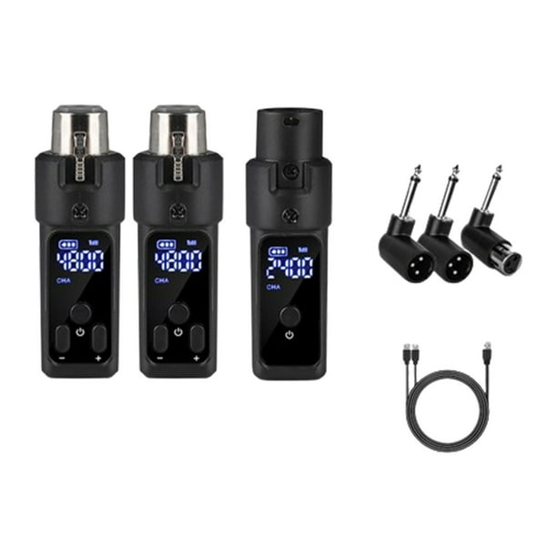Sistema de micrófono inalámbrico con transmisor y receptor, alcance de 30 m, recargable 2 transmite