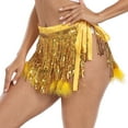 thumbnail image 4 of HDE Women's Sequin Tassel Fringe Skirt Fur Trim Hip Scarf Gold XS-S, 4 of 7