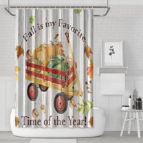 Thanksgiving Fall Maple Leaves Pumpkin Harvest Shower Curtains,Washable Bathtub Curtains with Hooks Friendly Polyester Fabric Bathroom Curtains for Halloween Thansgiving Christmas Hotel Dorm