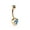 Aqua/Light Blue, variant on 14GA & 16GA Rose Gold IP 316L Surgical Steel Double CZ Crystal Belly Button Ring