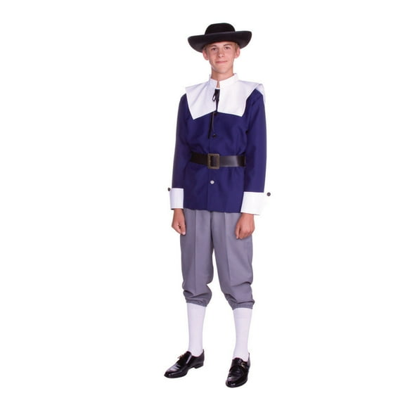 RG Costumes 77267 Pilgrim Man Teen Costume - Blue And Gray
