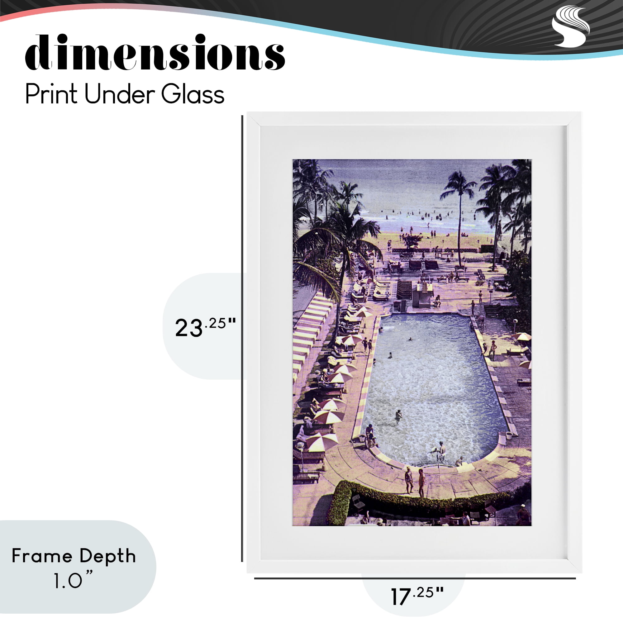Stupell Industries Vintage Miami Sands White Framed Print Under Glass, design by Grotto Studios
