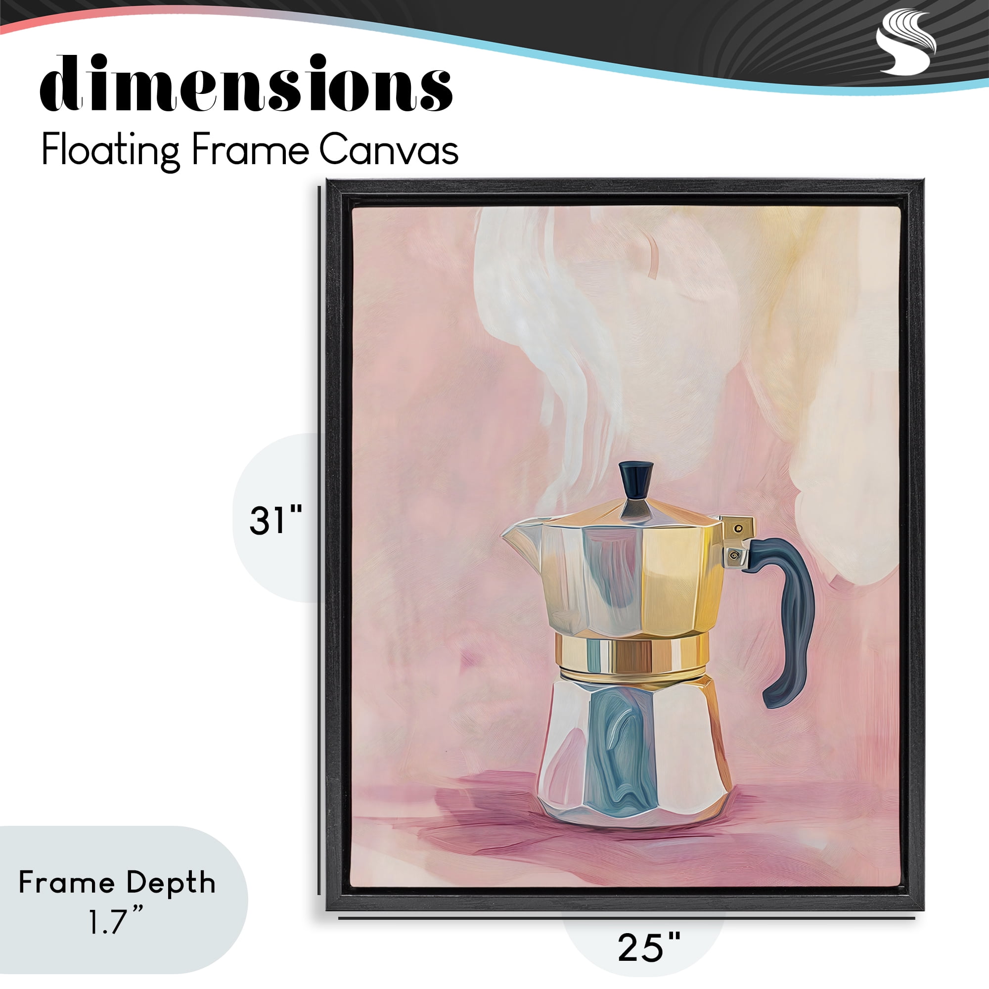 Stupell Industries Vintage Coffee Maker on Pink Black Framed Floater Canvas Wall Art, design by The Prints Vibe