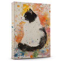 Munchkin Cat Black White Canvas Wall Art Animal Decor, Munchkin Cat Black White Canvas Prints Wild Animal Artwork for Living Room Bedroom Office 190HD739
