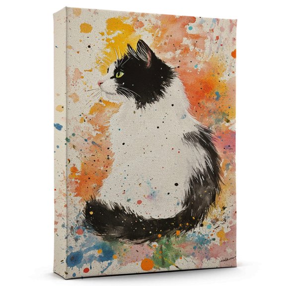 Munchkin Cat Black White Canvas Wall Art Animal Decor, Munchkin Cat Black White Canvas Prints Wild Animal Artwork for Living Room Bedroom Office 190HD739