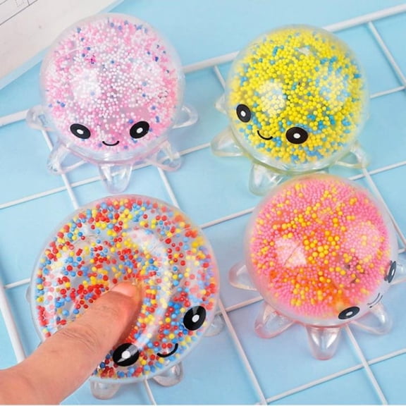 KOYPTL Glitter Octopus Squishies 1PCS,Stress Relief Toy Glitter Fidget Toys Malt Sugar Colorfull Octopus Squishies,Anxiety Relief Toys Idea Gift for Youth Adult,Party Favors Easter Basket Fillers