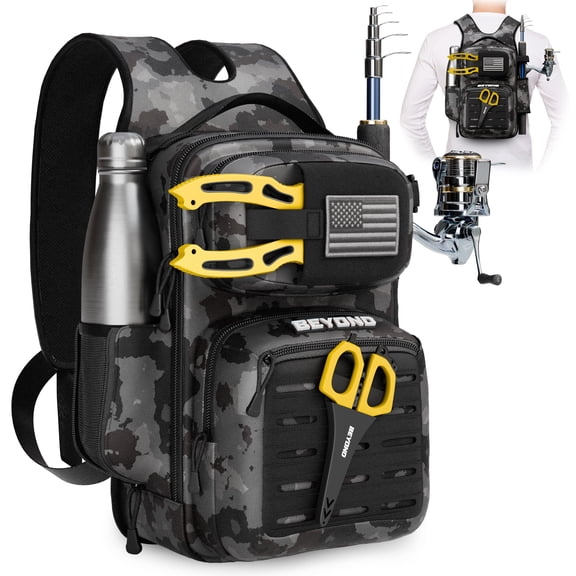 Beyond Fishing Tackle Backpack- The Voyager Tactical Fishing Storage Bag - Lightweight & Compact Bag For Fishing