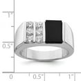 thumbnail image 2 of 925 Sterling Silver Solid Polished Mens Cubic Zirconia and Simulated Onyx Ring Size 9 4mm Wide Ring for Men, 2 of 2