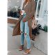 thumbnail image 1 of Gabardina de Mujer ANGGREK Frente Abierto Maxi Largo Color Puro, 1 of 7
