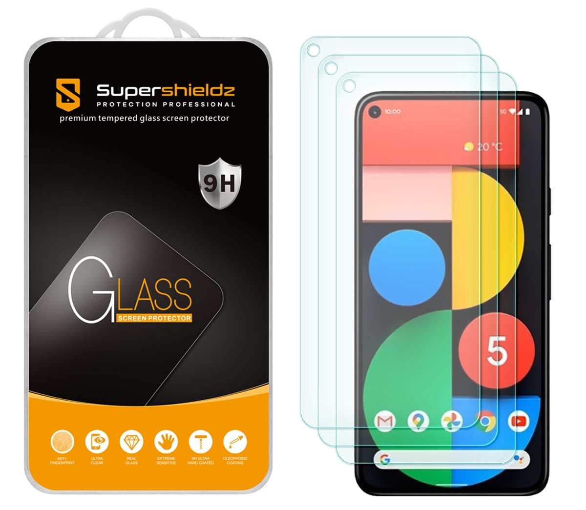 [3Pack] Supershieldz for Google Pixel 5 Tempered Glass Screen