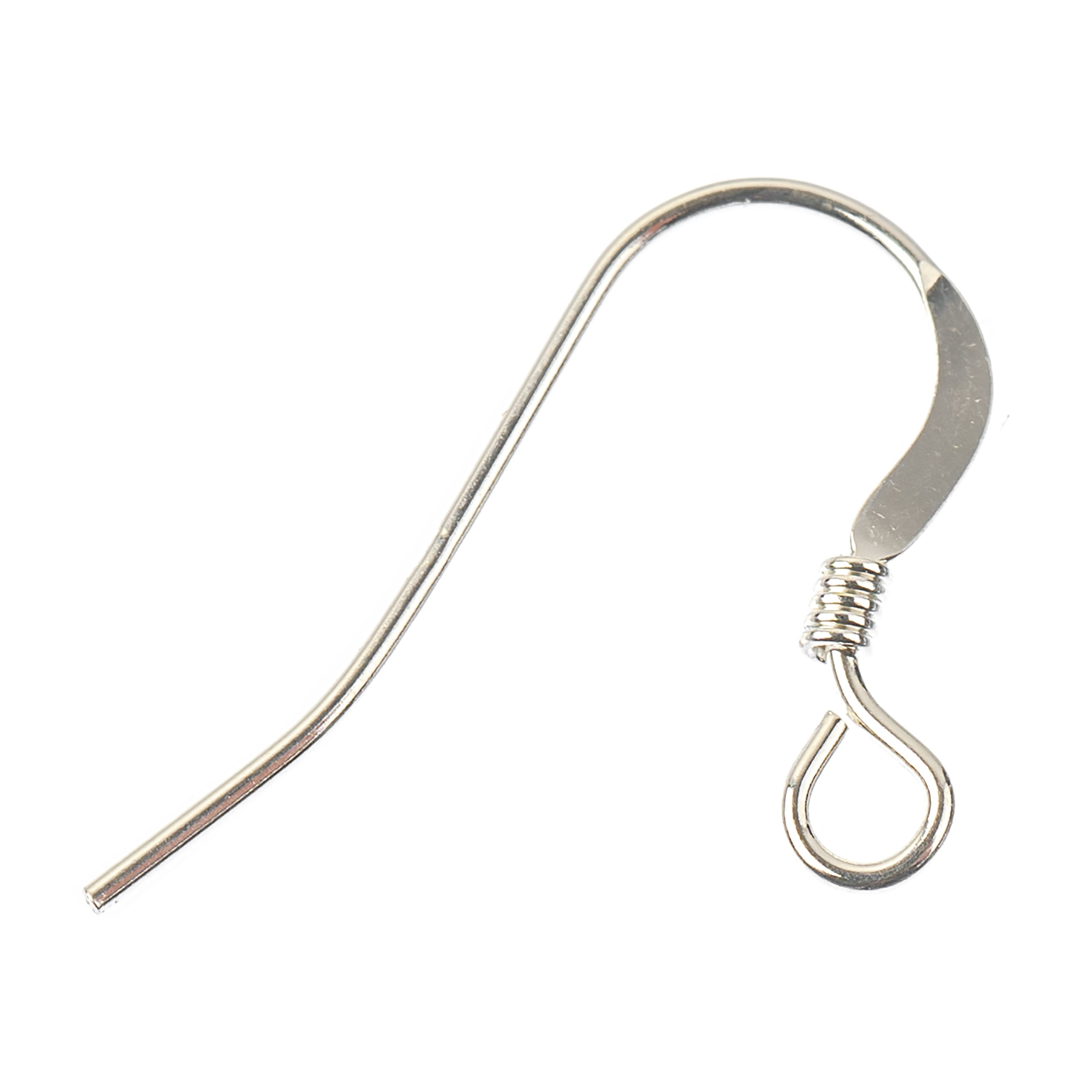 12mm Sterling Silver Fish Hook Ear Wires by Bead Landing – 0.925 Silver-Plated Earring Findings for DIY Jewelry & Dangly Earrings - 12 Pack