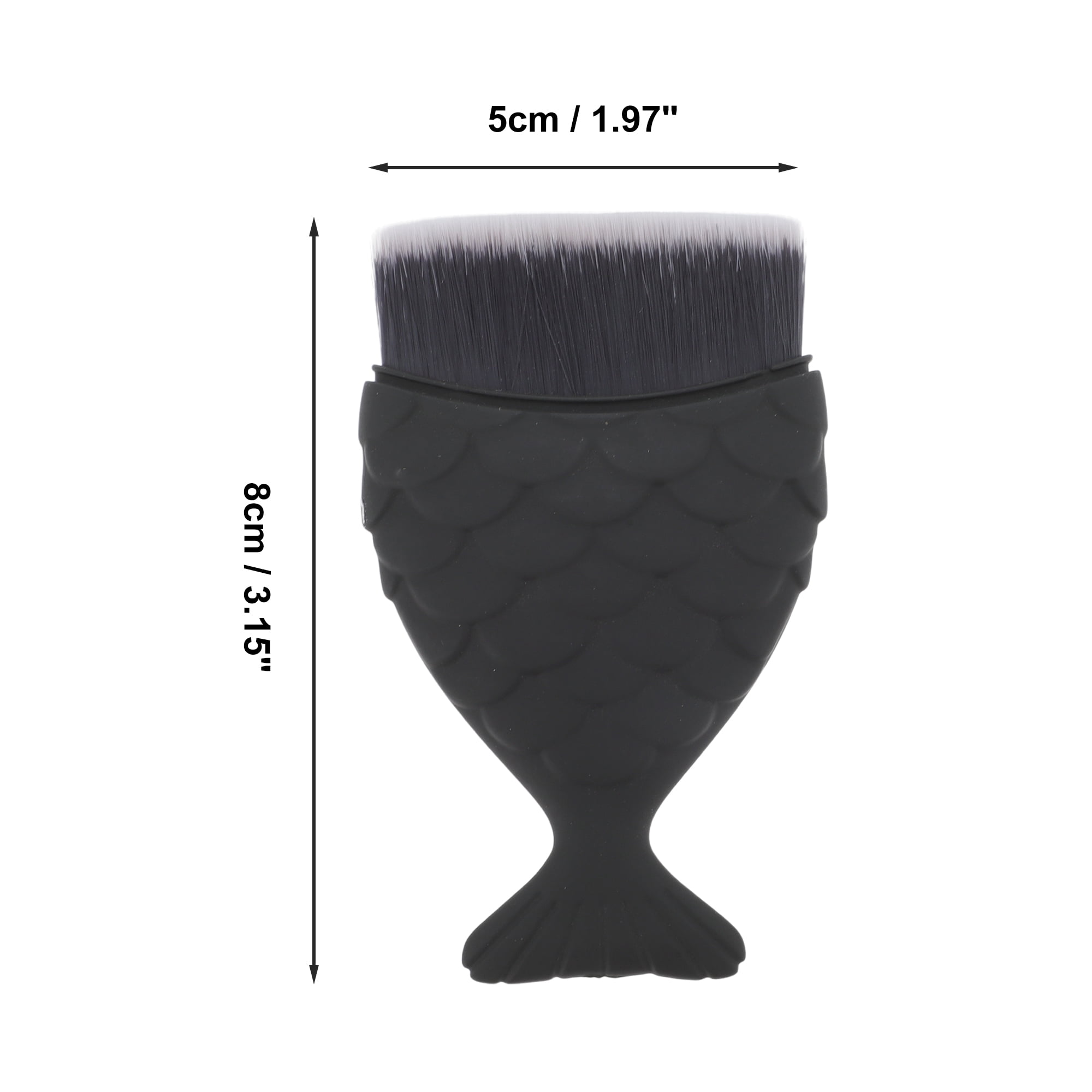 Unique Bargains 1 Pc Mermaids Shape Foundation Brush for Travel Black