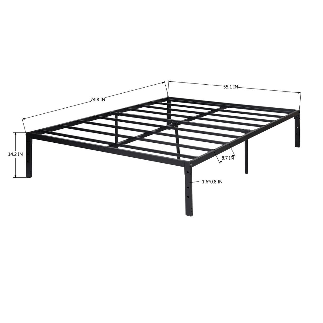 Gewnee 55 Inches Full Bed Frame,Heavy Duty Metal Platform with Storage Space Under Frame,No Box Spring Needed,Black