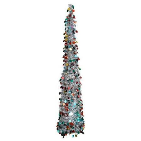 What Day To Put Up Christmas Tree Christmas Tree, 5ft Collapsible Pop Up Red Tinsel Christmas Tree Coastal Christmas Tree for Holiday Xmas Decorations, Home Display, Office Decor ()