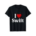 thumbnail image 1 of Camiseta informal y cómoda de algodón de manga corta con estampado de letras "I Love Swift" para hombre y mujer, color negro., 1 of 6