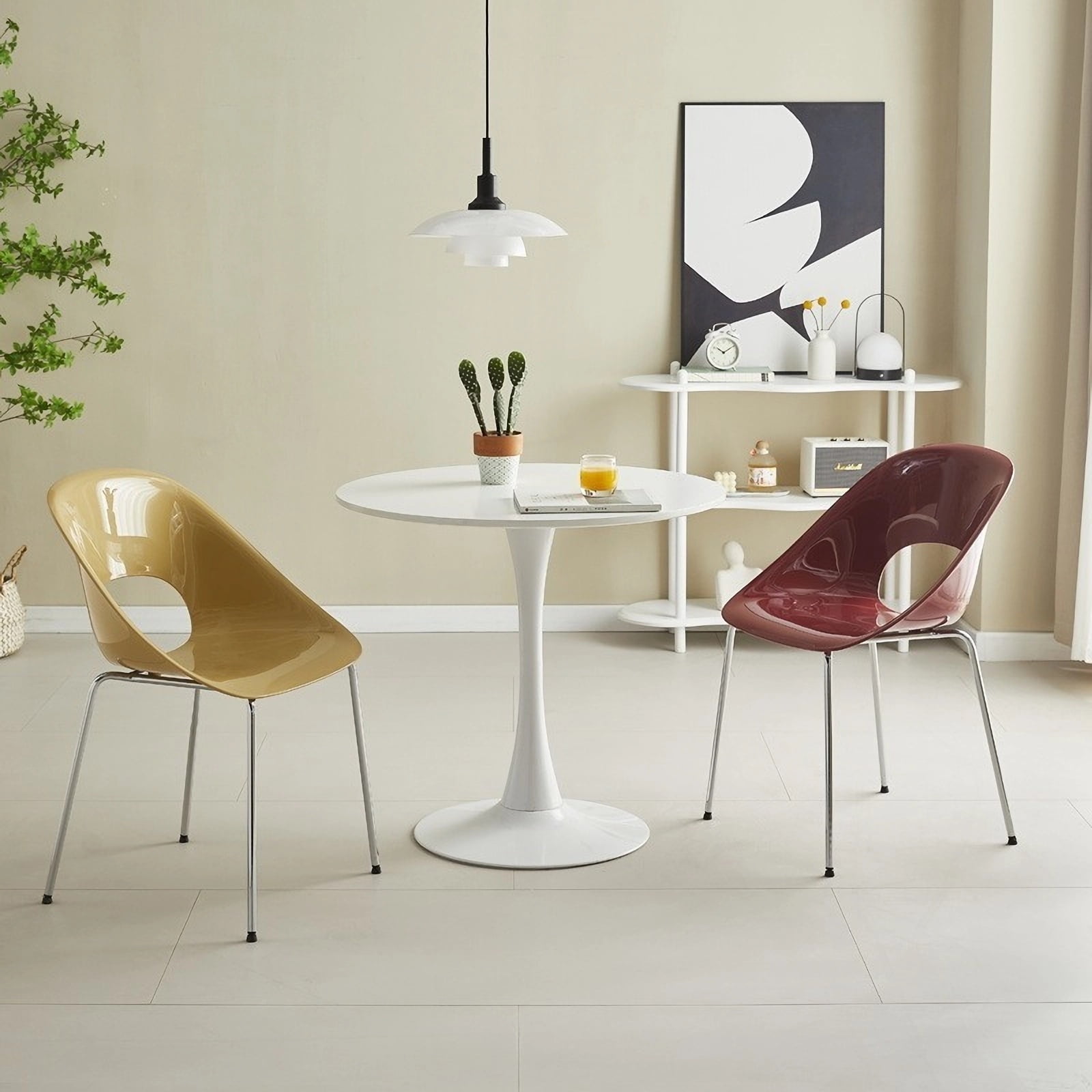 Miniyam 23.6" Round Dining Table, Small Wood Breakfast Table for Apartment, Kitchen or Studio, Modern Compact Dining Table for 2, Soft White