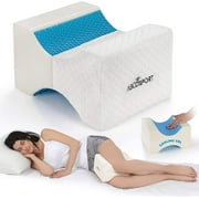 Abco Tech Memory Foam Knee Pillow Wedge | Leg Pillow with Cooling Gel | Wedge Pillow with Hypo-Allergenic Washable Cover | White