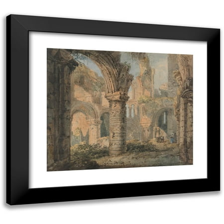 Thomas Girtin 14x12 Black Modern Framed Museum Art Print Titled - Saint Cuthbert's Holy Island (1797)