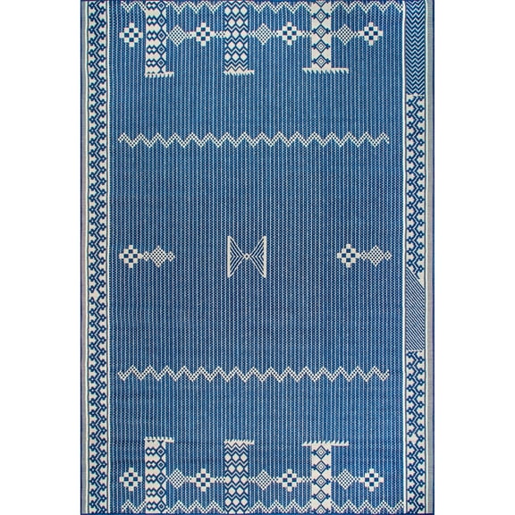 nuLOOM Lowen Tribal Indoor/Outdoor Area Rug, 5' x 8', Navy