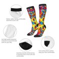thumbnail image 4 of Women's Knee High Socks Autism Awareness Puzzle Flag Outdoor Casual Tube Socks, 4 of 7