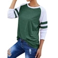 thumbnail image 4 of STARVNC Women Crew Neck Stripe Splice Raglan Long Sleeve Top, 4 of 7
